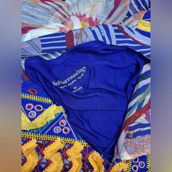 Soft Surroundings Tory Tunic Floral Embroidered Sheer Long Sleeve Sz 2X - Picture 6 of 13